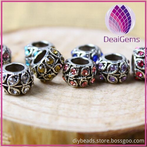 Big Hole 7x9mm European Murano Alloy Beads for Jewelry